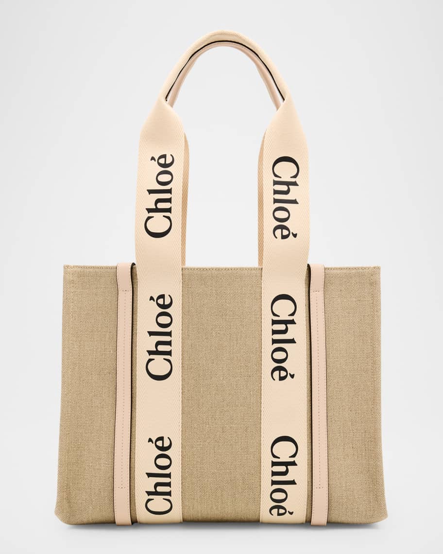 Chloe Woody Medium Tote Bag in Linen