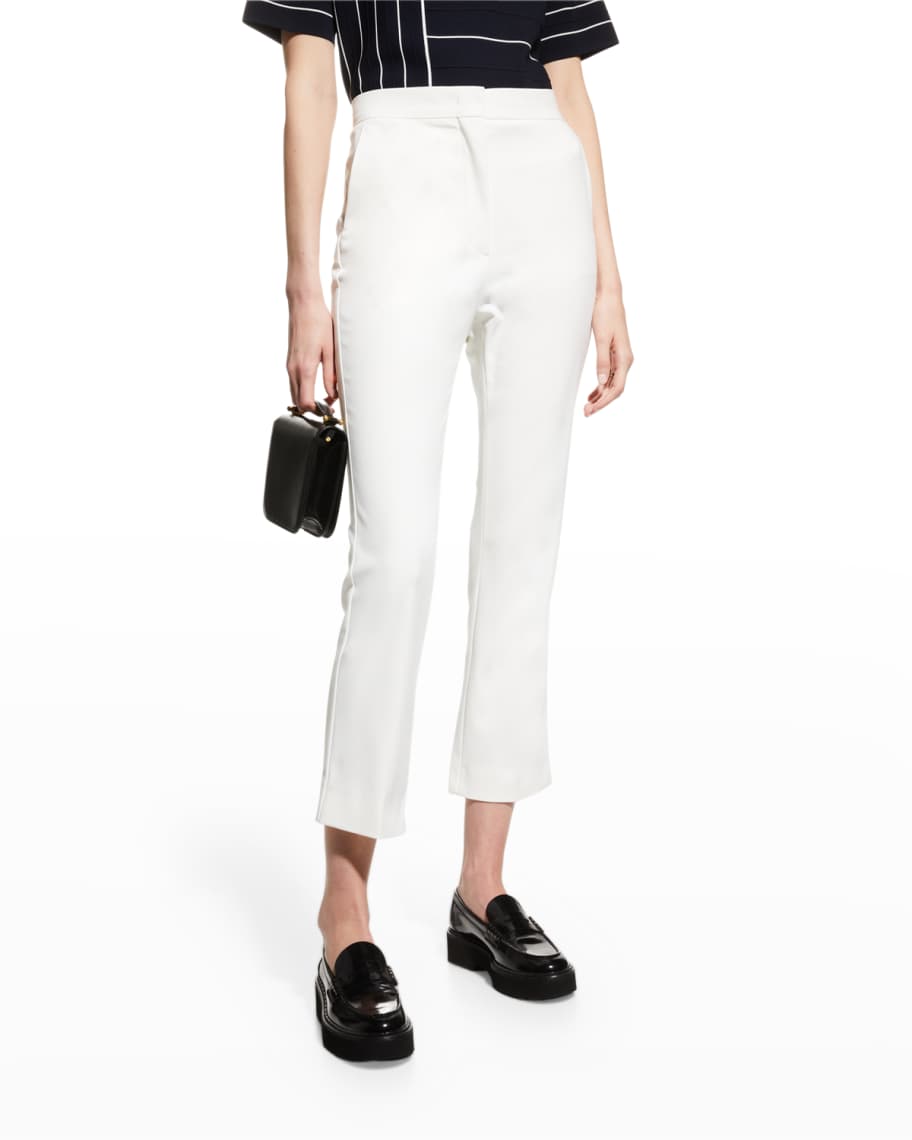 Max Mara Campos Pleated Crop Pants, White | Neiman Marcus