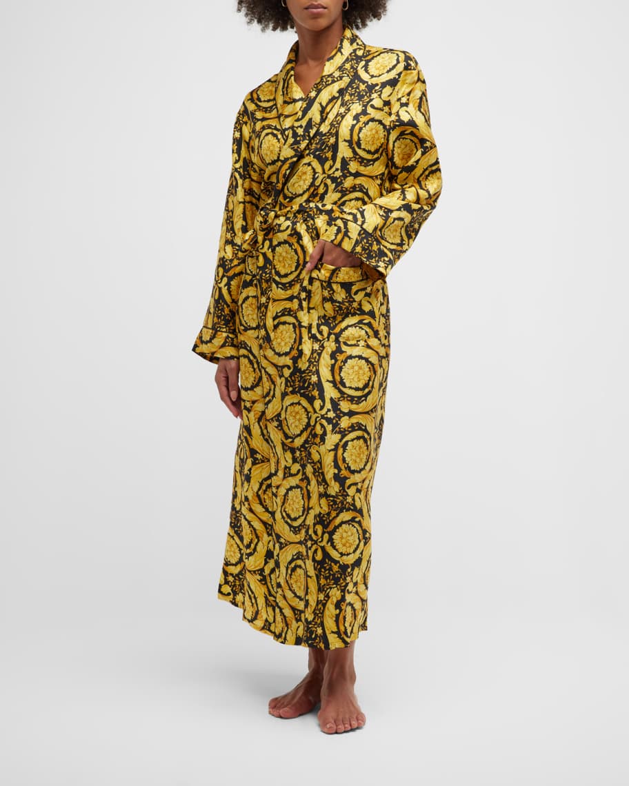 Versace Barocco-print Bath Robe - White