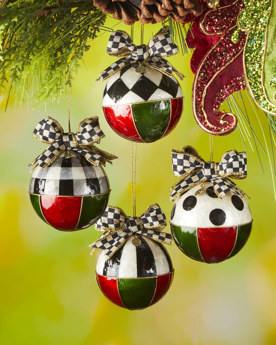 MacKenzie-Childs Christmas Magic Geo Capiz Ornaments - Set of 4