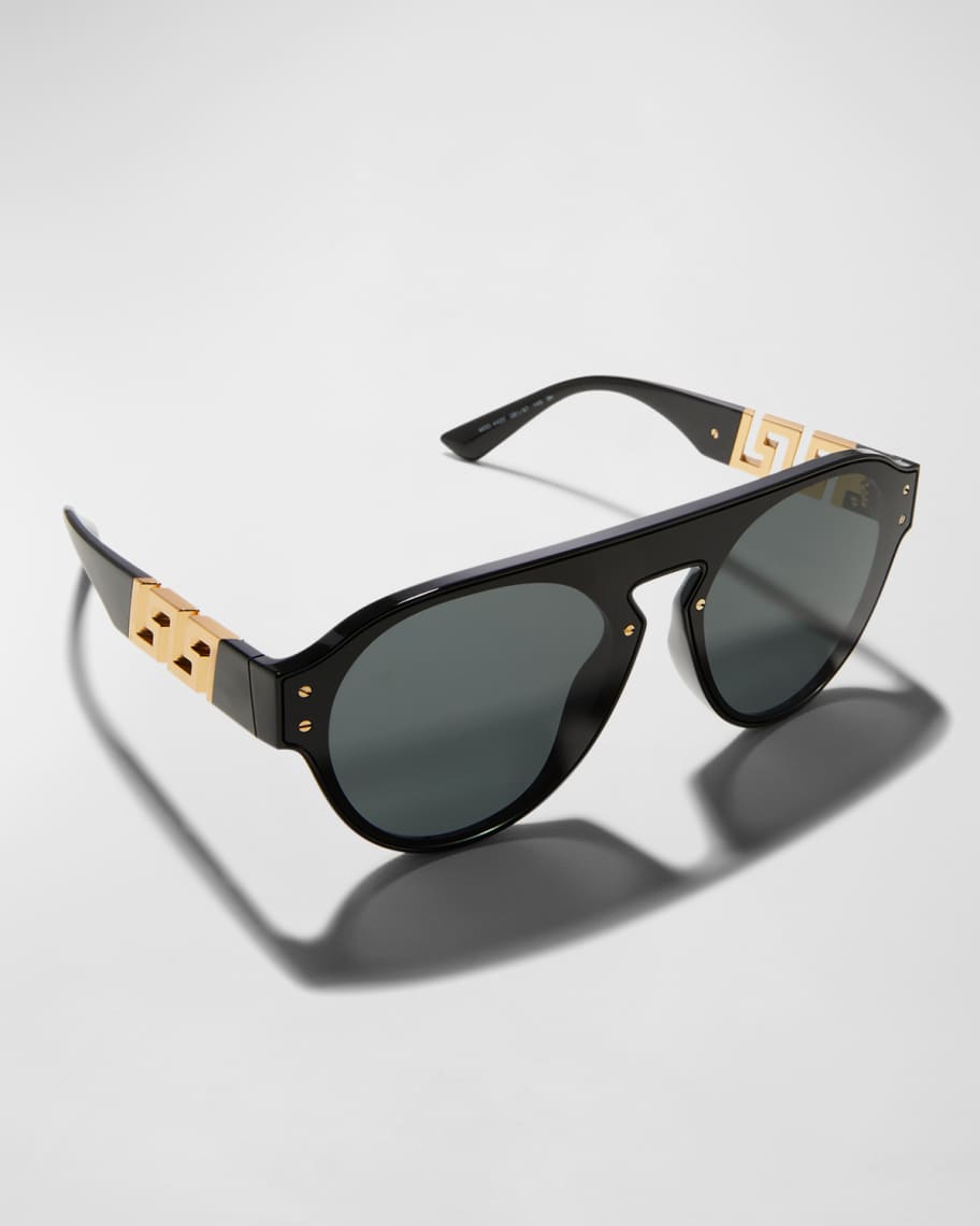 Versace Men's Greca Monogram Round Sunglasses | Neiman Marcus