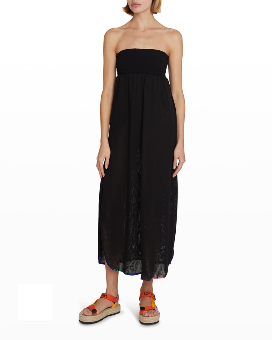 Loewe x Paula's Ibiza Strapless Mesh Contrast-Trim Maxi