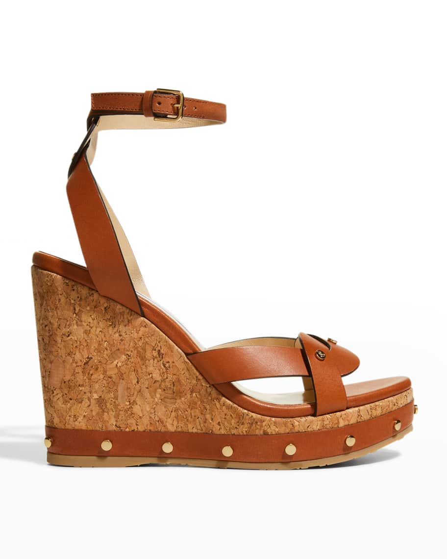 Jimmy Choo Drya Woven Leather Wedge Sandals | Neiman Marcus