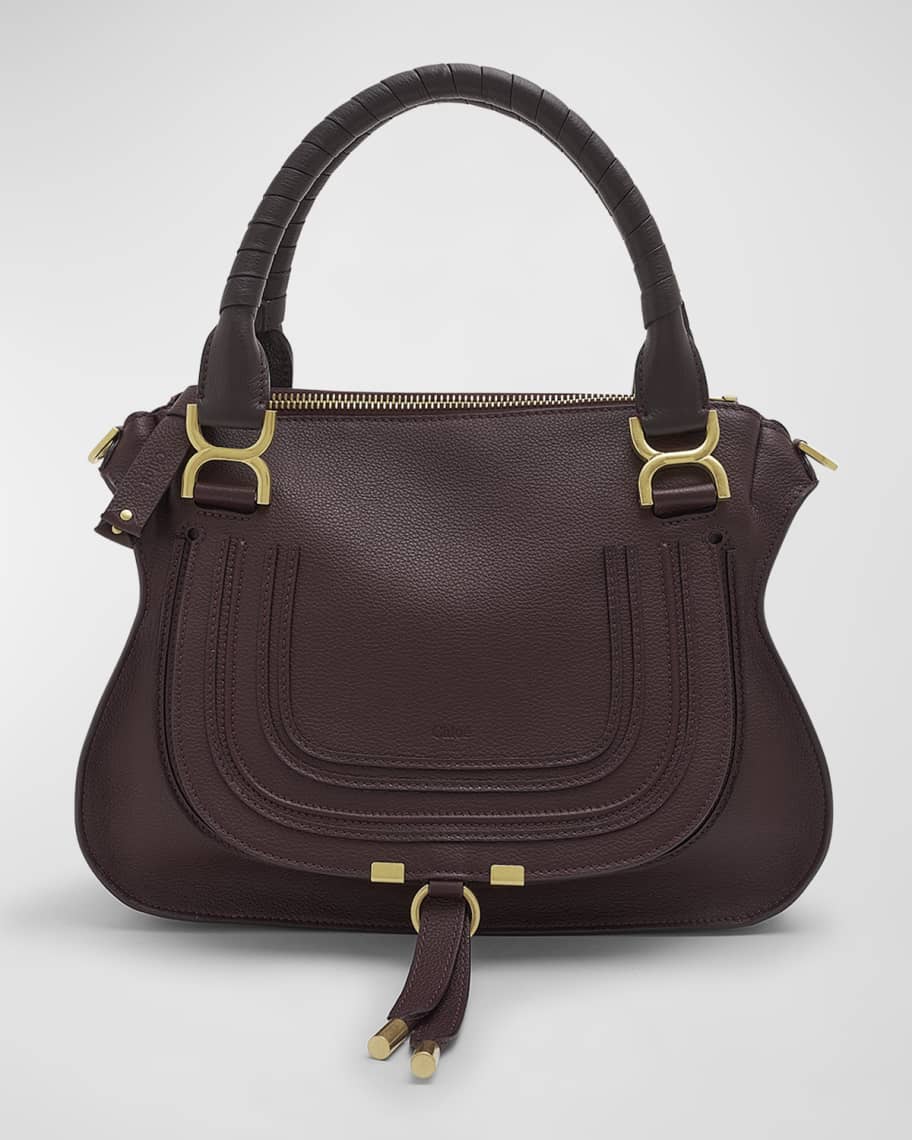 Chloe Marcie Medium Double Carry Satchel Bag in Grained Leather
