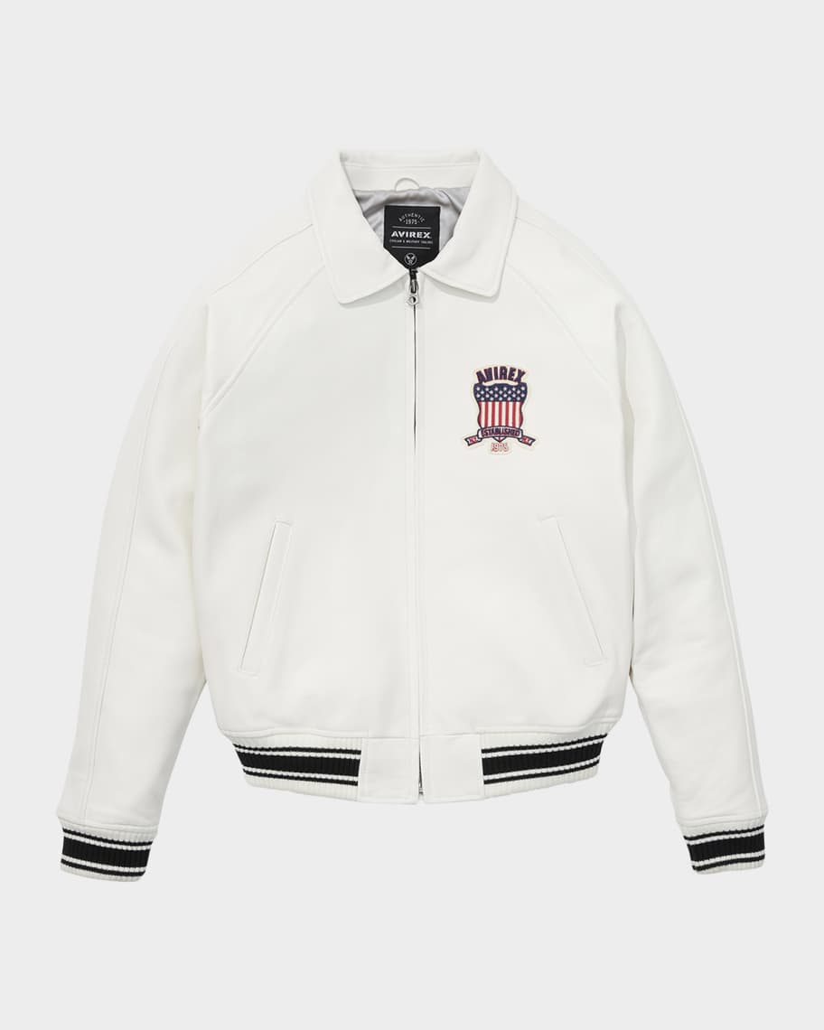 Varsity Embroidered White With Gold Monogram Letter M Unisex 