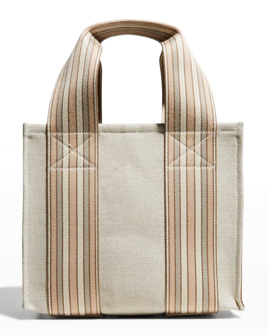 Loro Piana The Suitcase Mini Striped Canvas Tote Bag Neiman Marcus