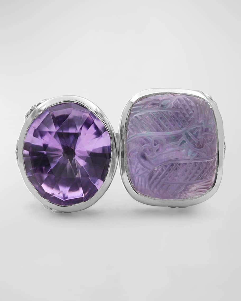 Stephen Dweck Amethyst Mother-of-Pearl Open and Close Ring
