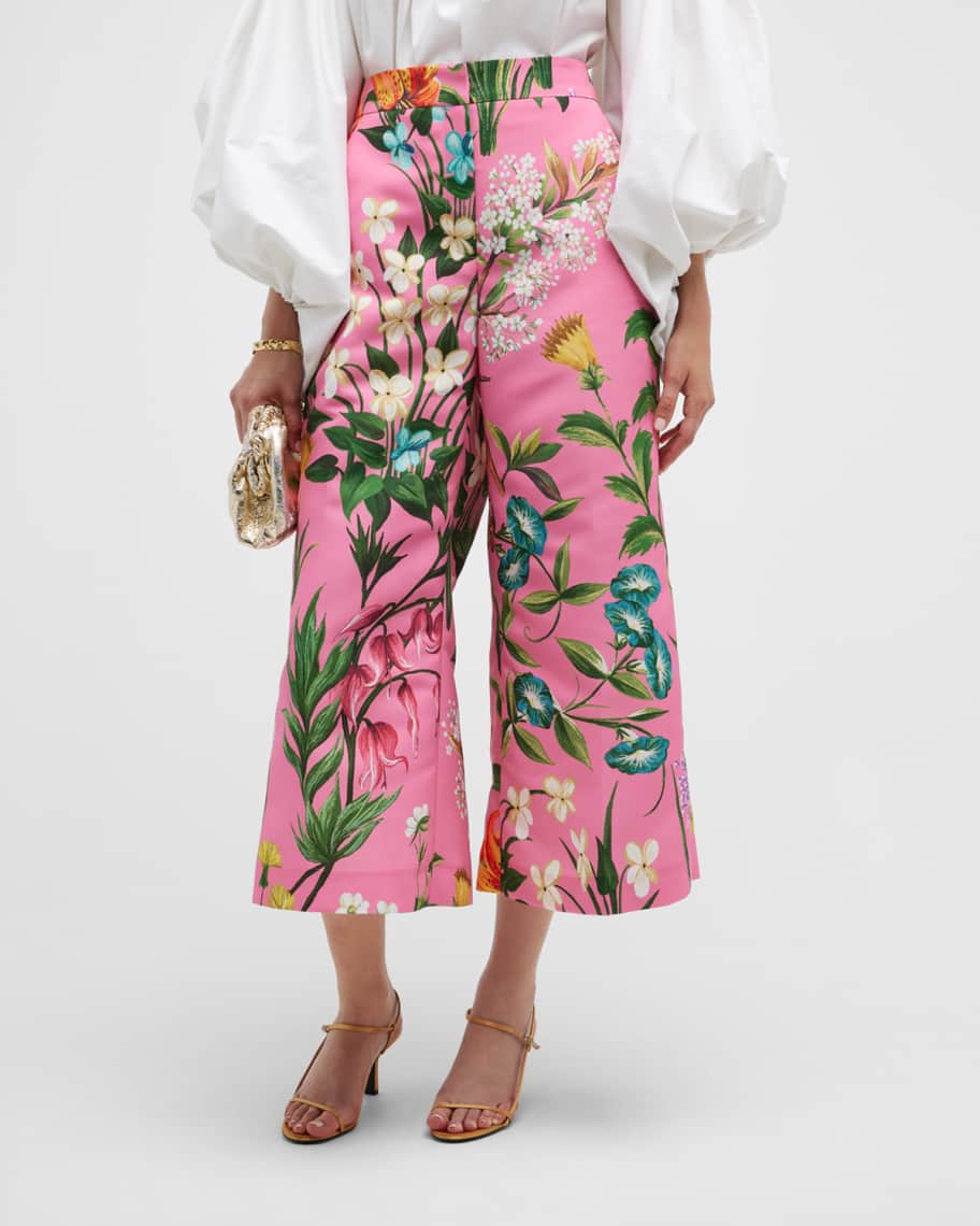 Floral High Rise Pants in Multicoloured - Oscar De La Renta