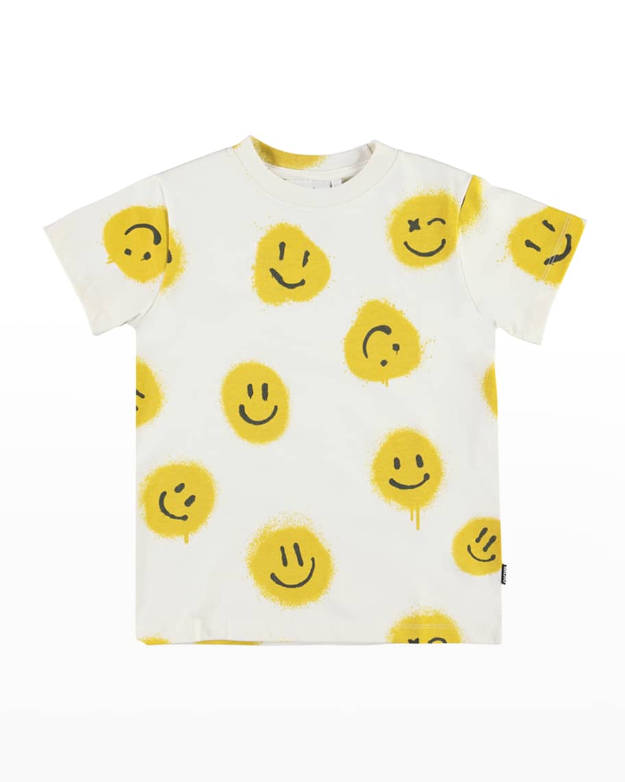 Molo Kid's Road Short-Sleeve Tee with Smileys All Over, Size 4-6 ...