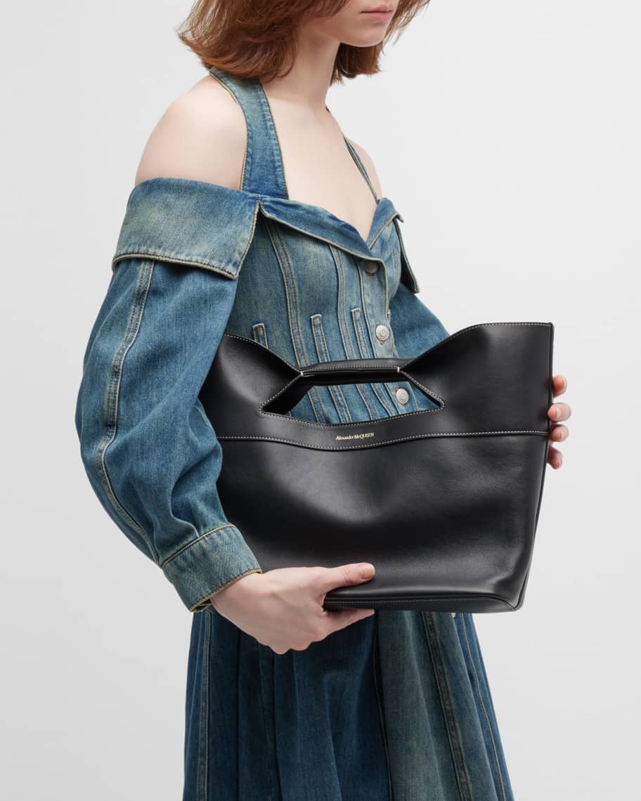 Image 2 of 6: The Bow Small Leather Top-Handle Bag