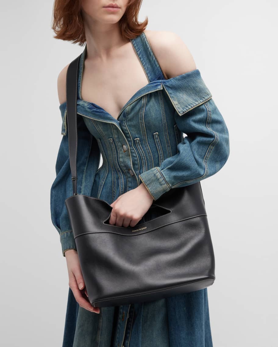 Image 3 of 6: The Bow Small Leather Top-Handle Bag