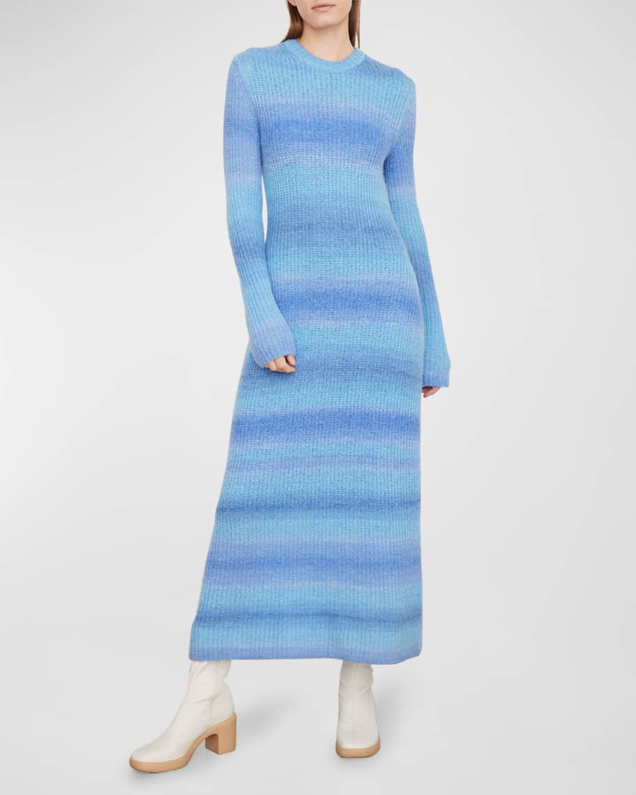 Women's Striped Turtle Neck Knit Dress With Band, LOUIS VUITTON