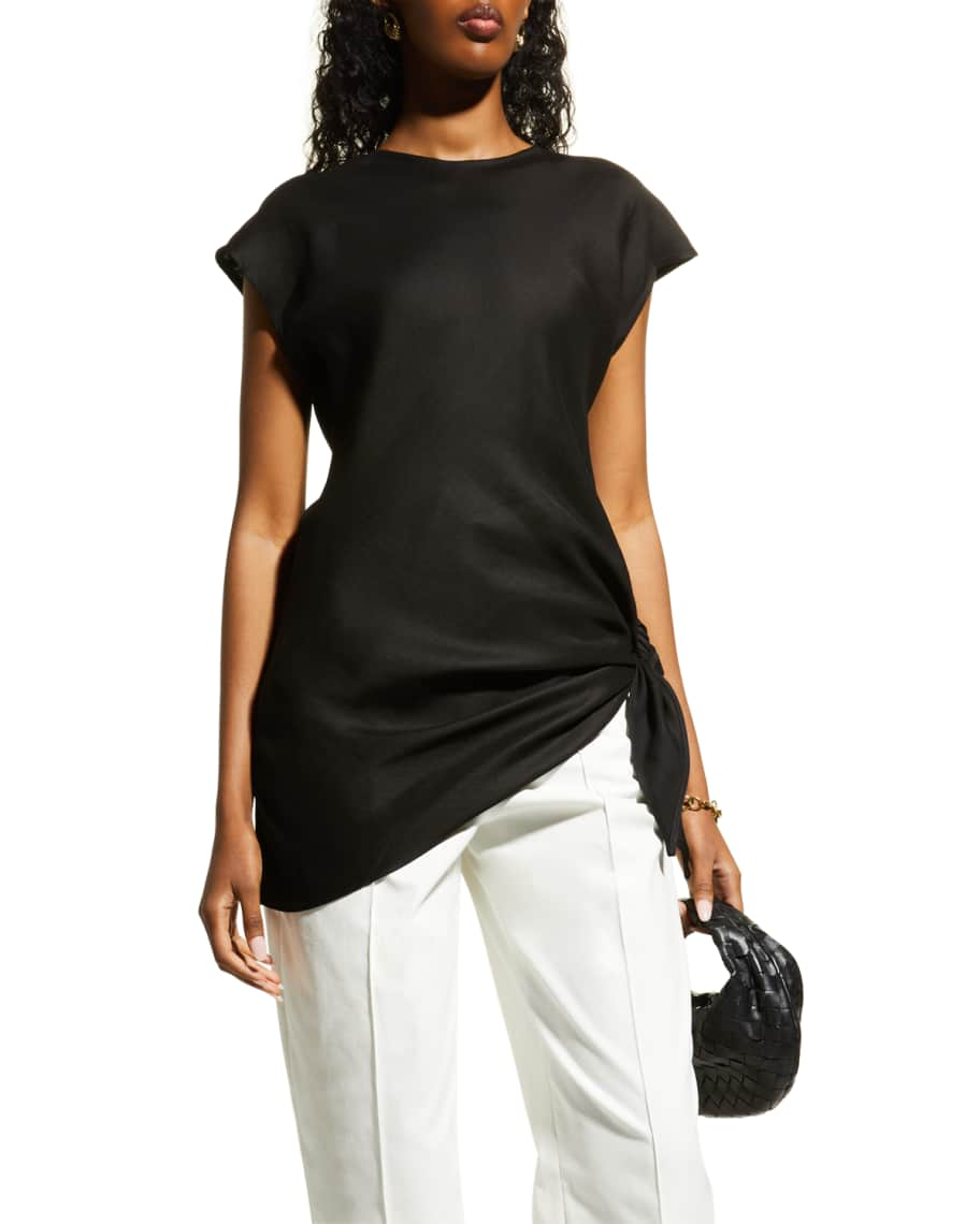 Toteme Knot Longline Cap-Sleeve Top | Neiman Marcus