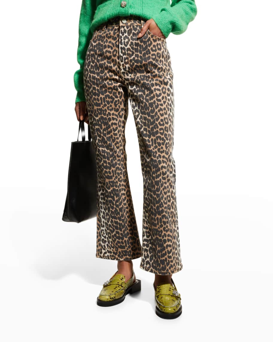 Bane Centralisere Plante Ganni Betzy Leopard Cropped Bootcut Jeans | Neiman Marcus