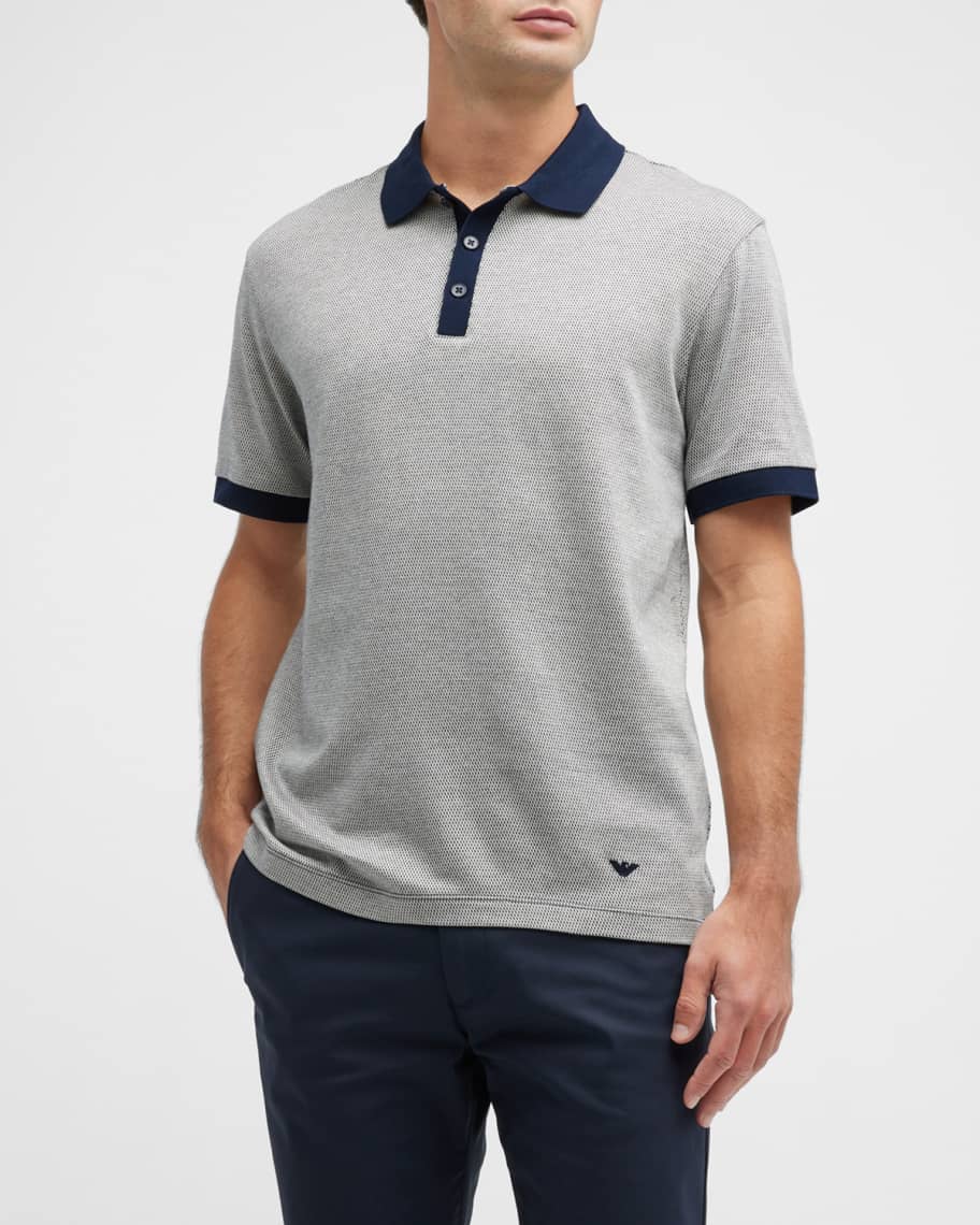 Emporio Armani Men's Micro-Pattern Polo Shirt | Neiman Marcus