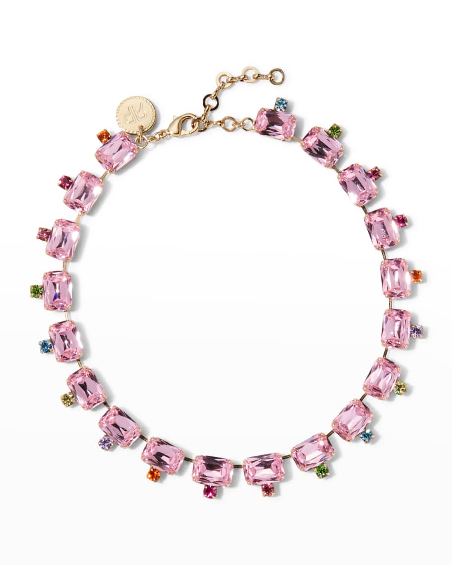 Tatum Short Pendant Necklace, Pink Mix