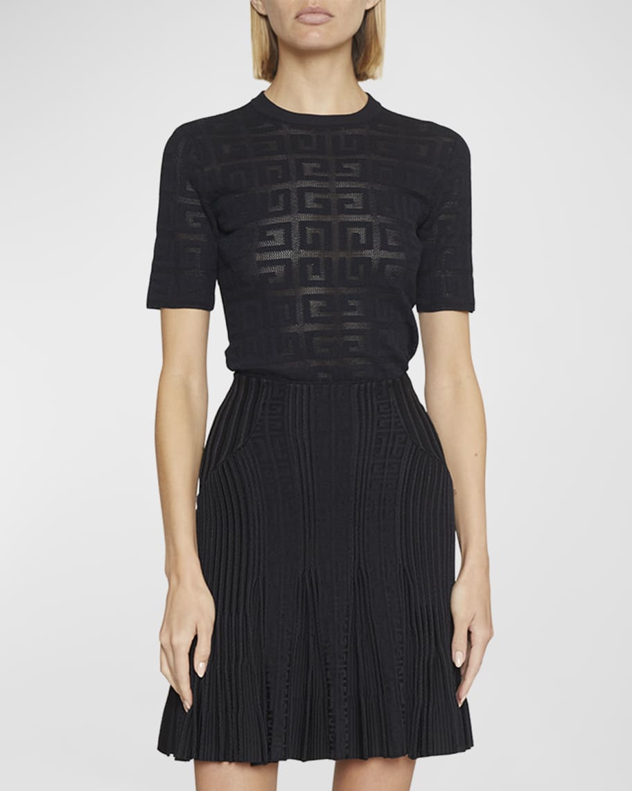 Givenchy 4G Lace Short-Sleeve Sweater | Neiman Marcus