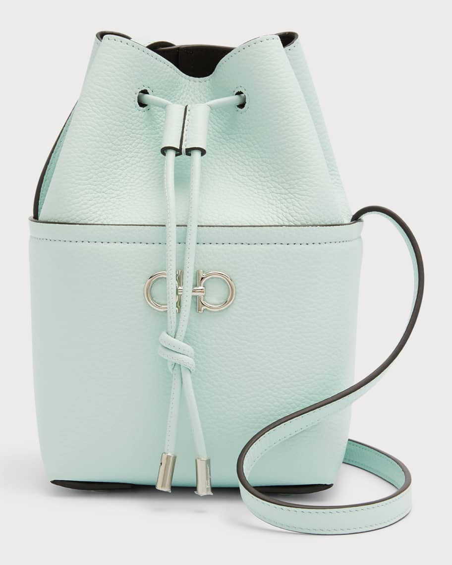 Gancino Mini Leather Bucket Bag in Black - Ferragamo