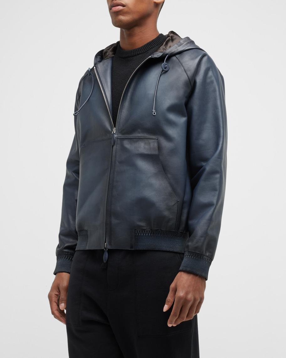 Berluti Men's B-Way Patina Leather Full-Zip Hoodie | Neiman Marcus