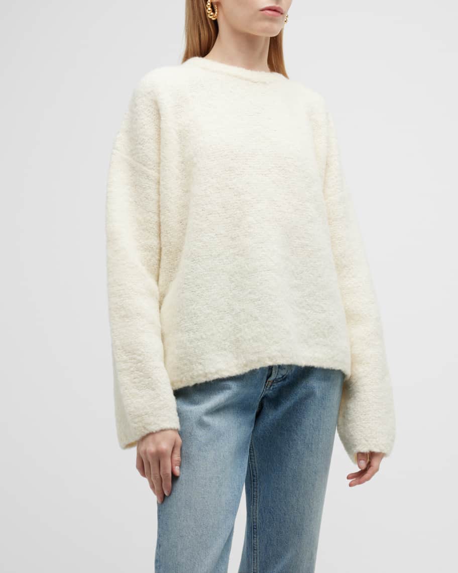 Light Mauve Alpaca Blend Boucle Sweater - Sumptuous Warmth in