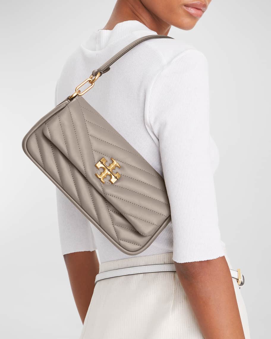 Image 3 of 6: Kira Small Chevron-Quilt Flap Shoulder Bag
