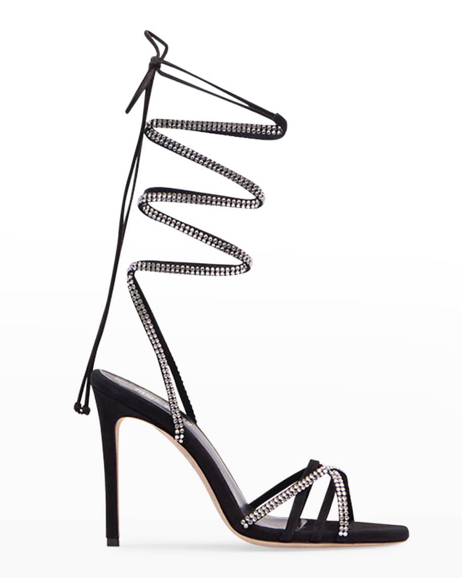 Paris Texas Holly Nicole Crystal Ankle-Tie Sandals | Neiman Marcus
