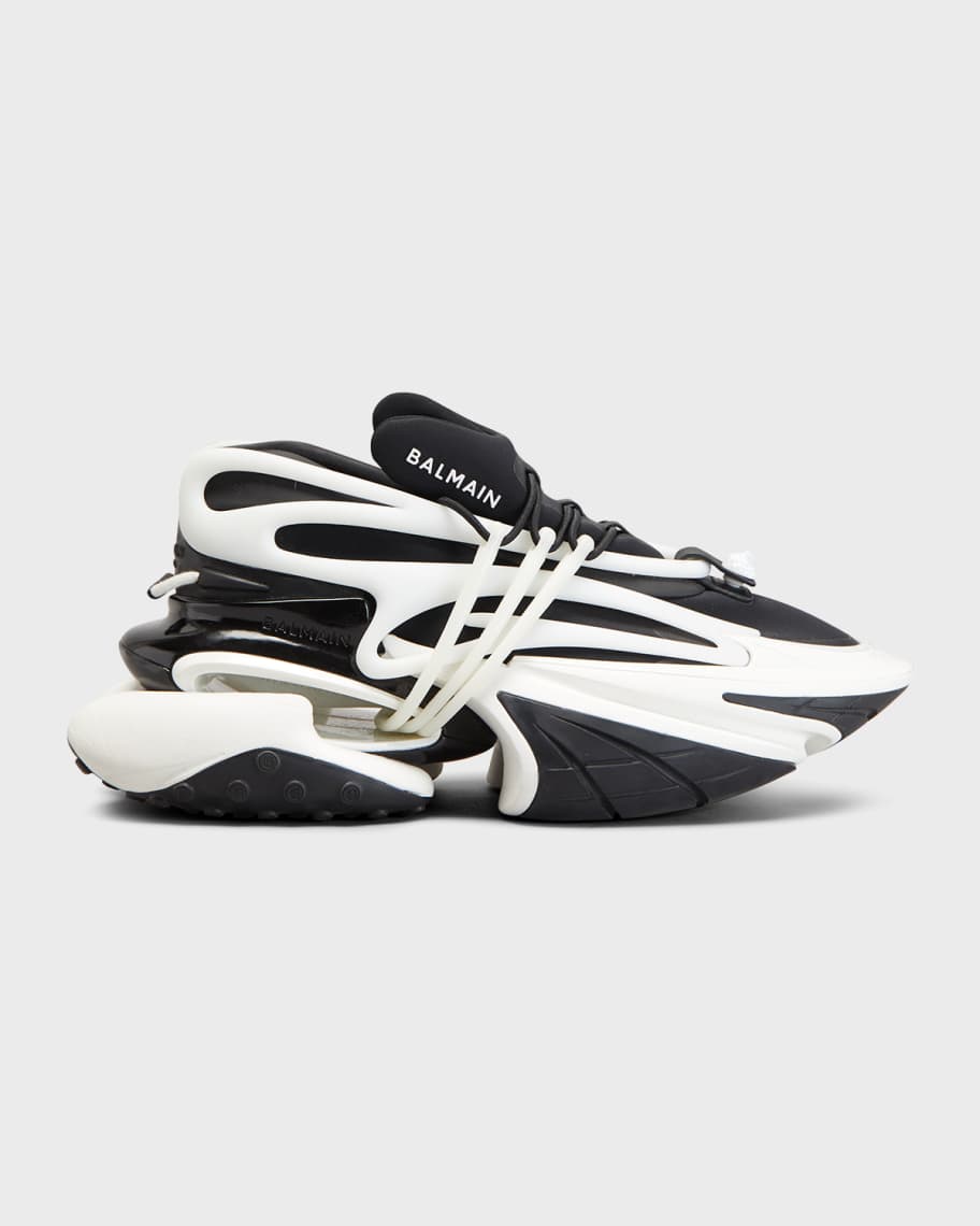 Balmain Unicorn Low-top Trainers In Neoprene And Leather In Blk
