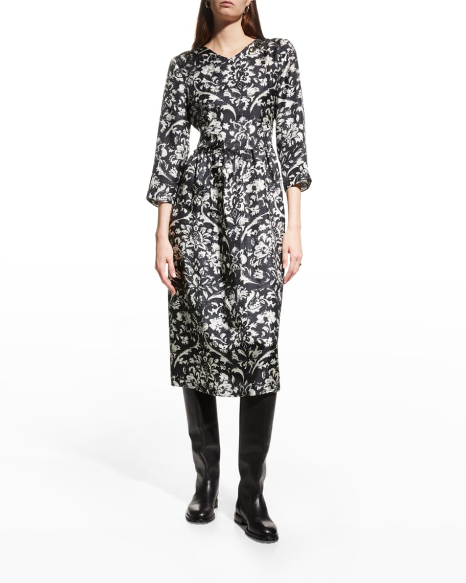 Max Mara Saetta Beaded Silk Midi Dress | Neiman Marcus