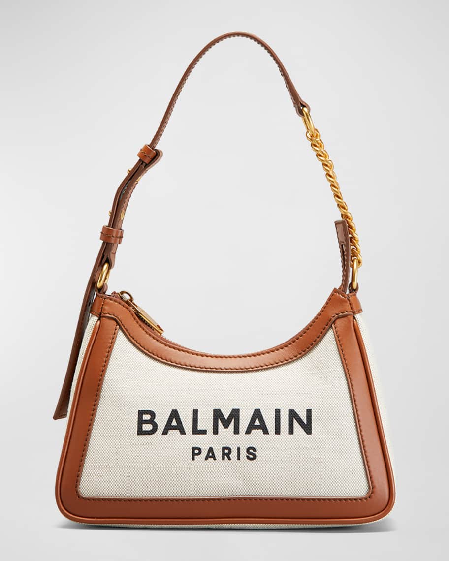 Balmain B Army Shoulder Bag in Canvas and Leather | Neiman Marcus