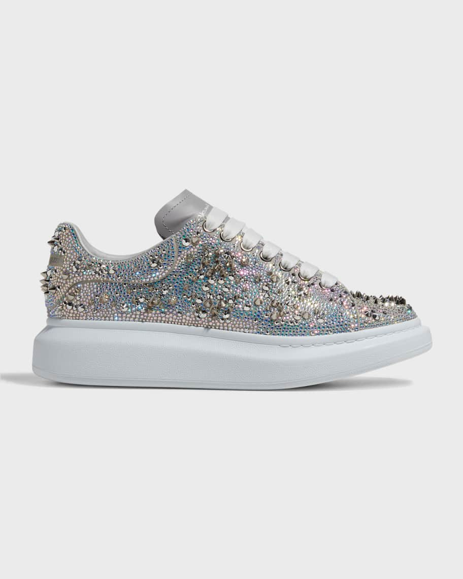 Alexander McQueen Men's Oversized Larry Allover Crystal Platform Sneakers