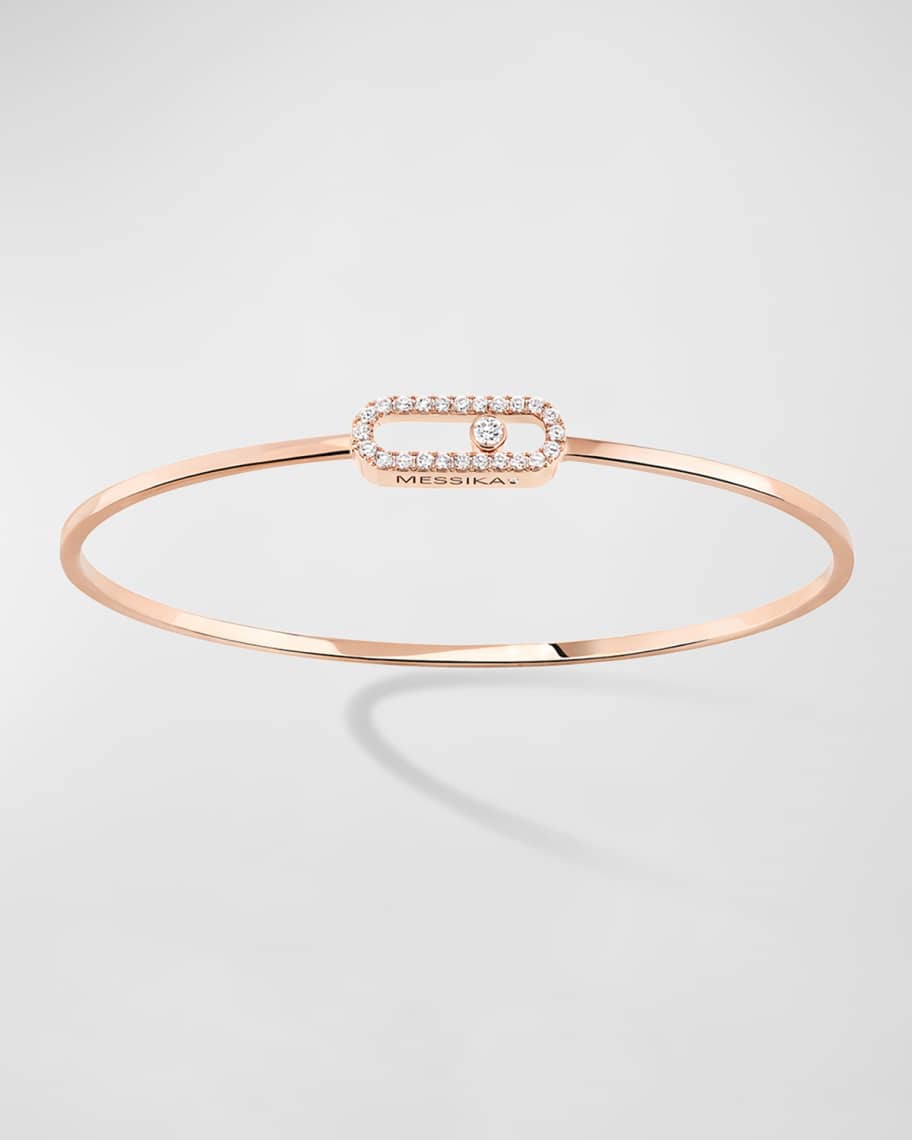 Messika Move Uno 18K Rose Gold Flex Diamond Pave Bracelet, Size Large ...