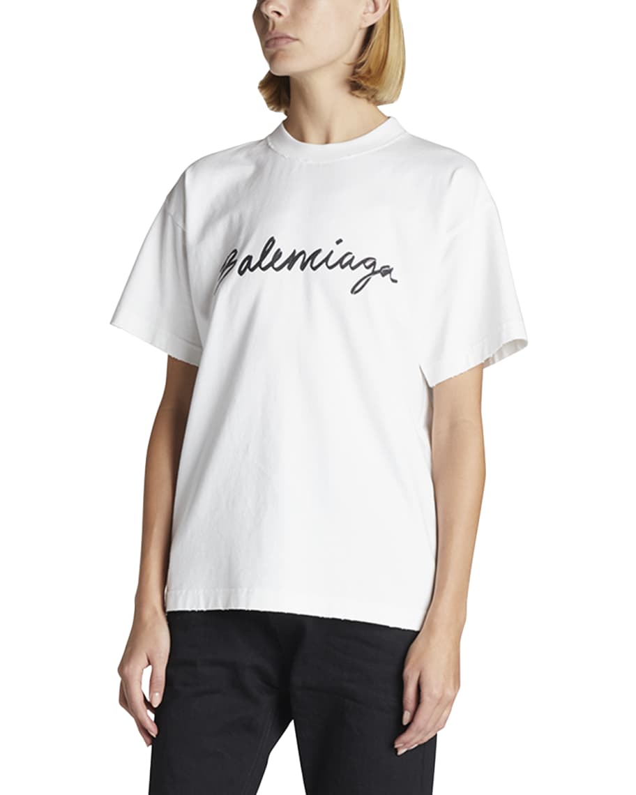 Shop Balenciaga Script Logo Shirt