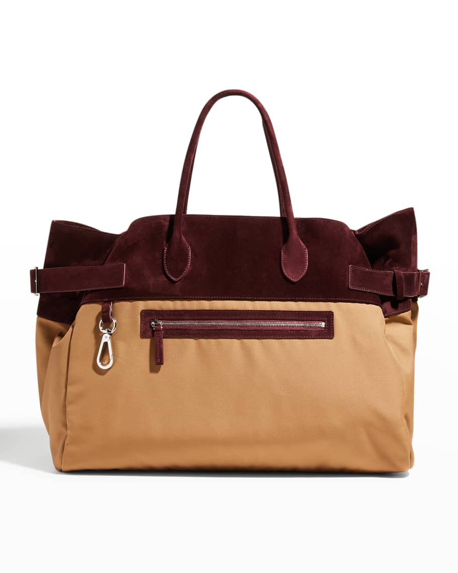 THE ROW Margaux 17 Inside Out Top-Handle Bag in Suede & Nylon
