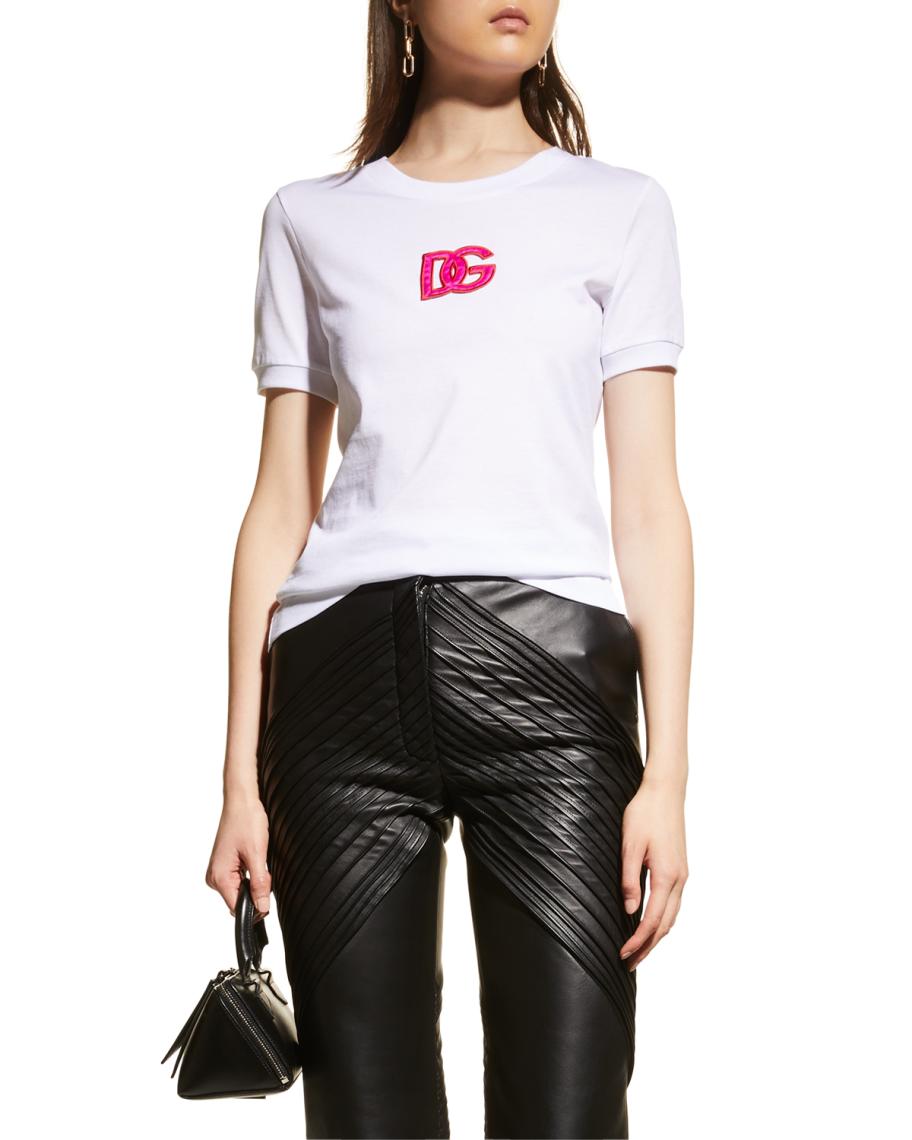 Dolce&Gabbana DG Logo Patch Fitted T-Shirt | Neiman Marcus