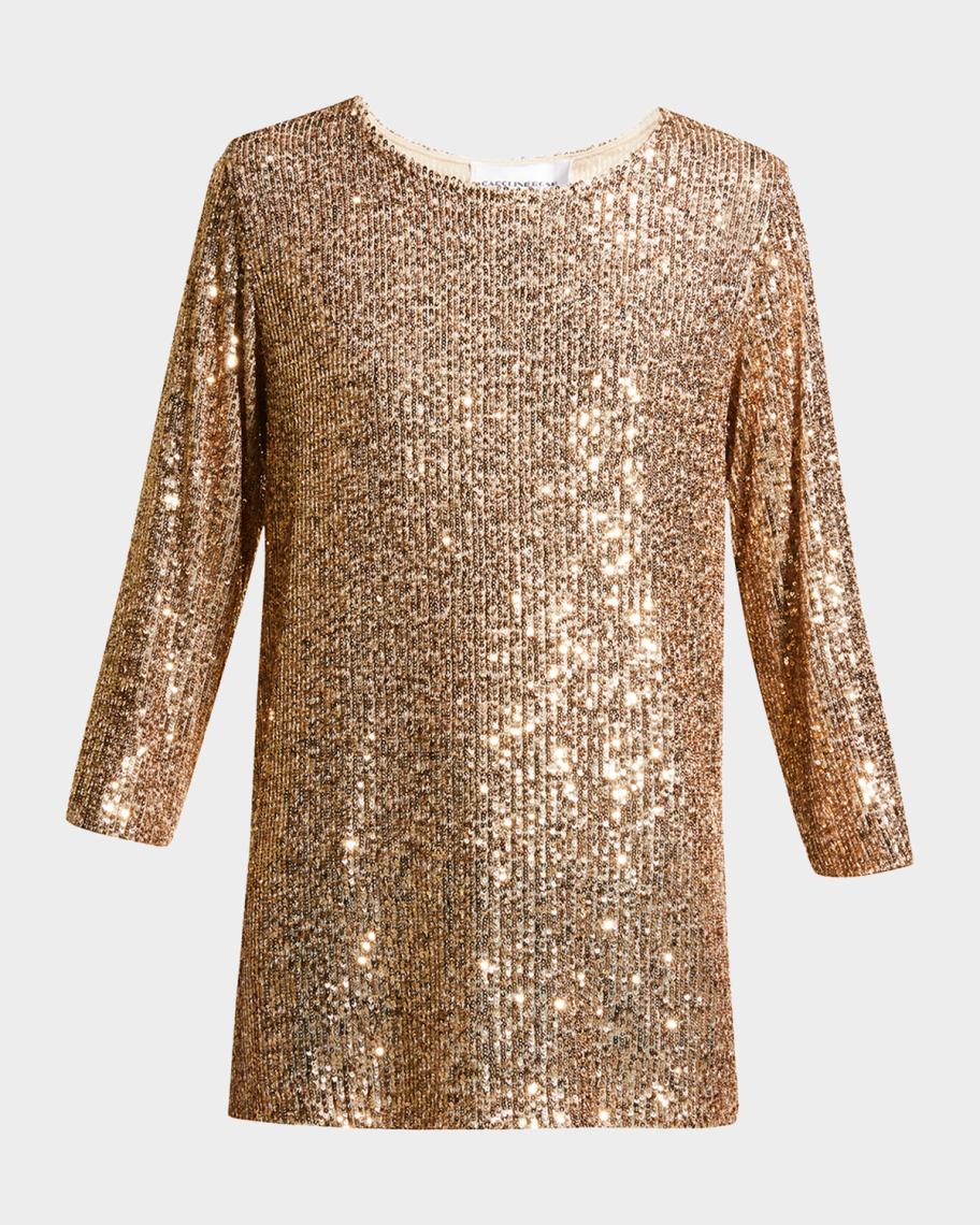 Caroline Rose 3/4-Sleeve Sequin Tunic | Neiman Marcus