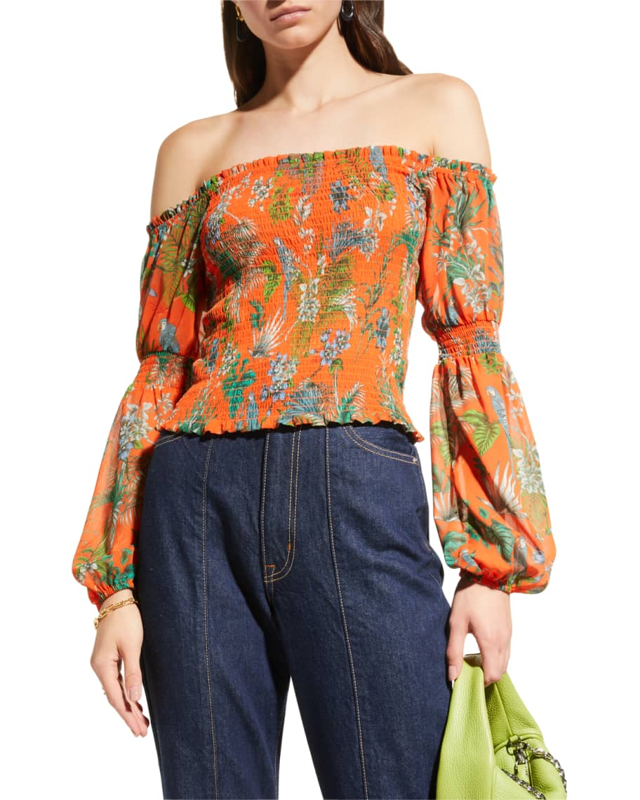 Cece smocked off the shoulder blouse deals