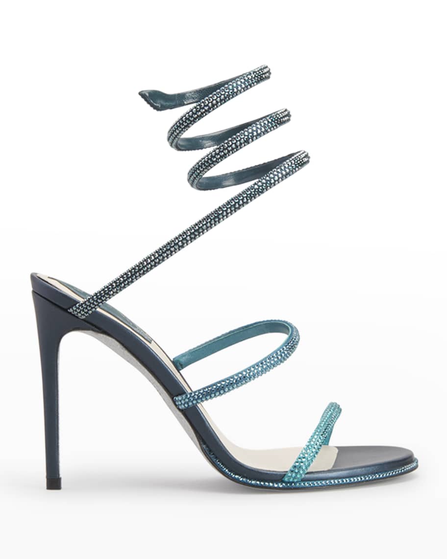 Rene Caovilla Shimmery Ankle-Wrap Stiletto Sandals | Neiman Marcus