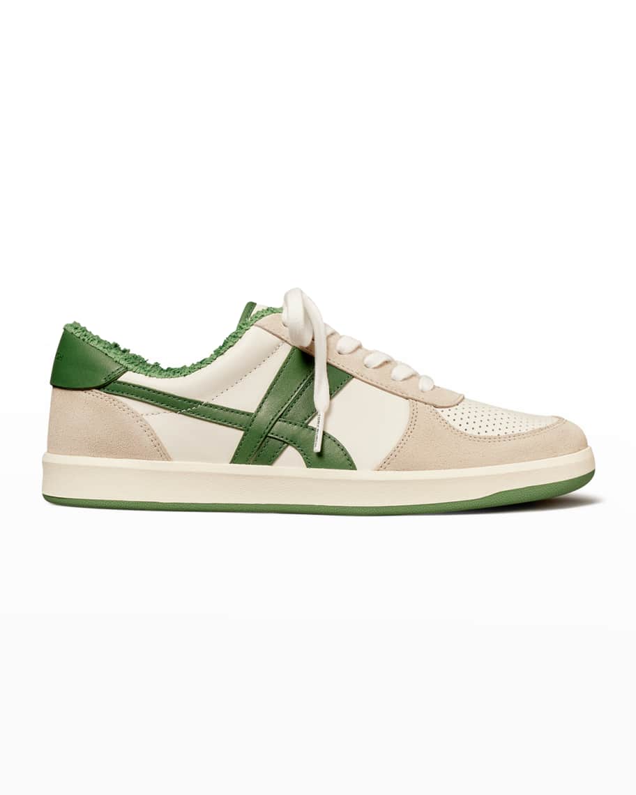 Tory Burch Hank Court Mix Leather Low Top Sneakers Neiman Marcus