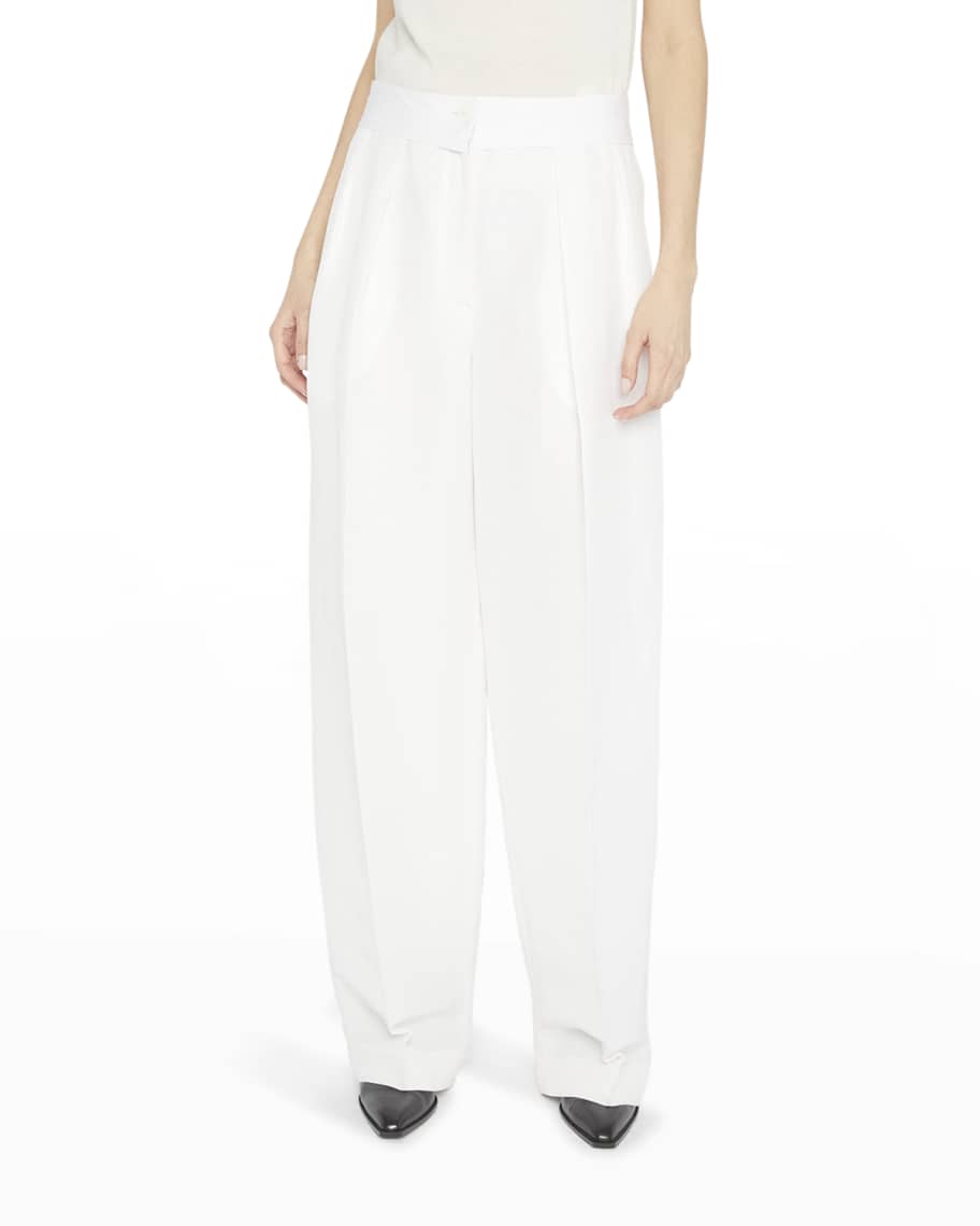 THE ROW Milla Wide-Leg Linen Pants | Neiman Marcus