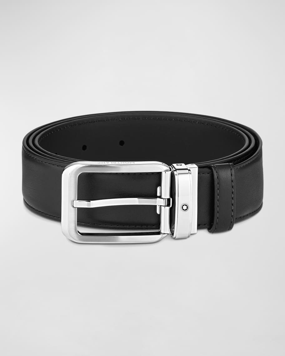 Montblanc Men's Rectangle Pin Buckle Leather Belt | Neiman Marcus