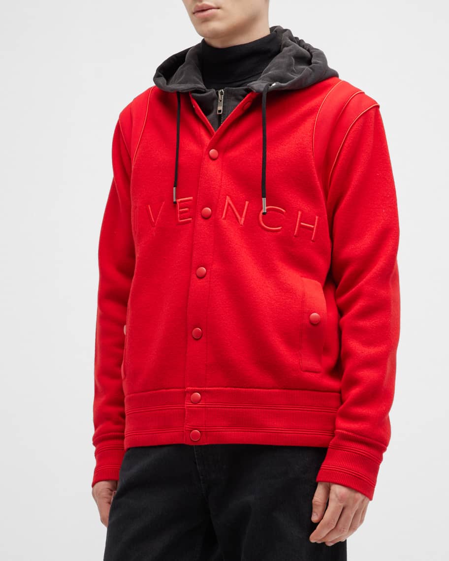 Givenchy Men's Hooded Embroidered Varsity Jacket | Neiman Marcus