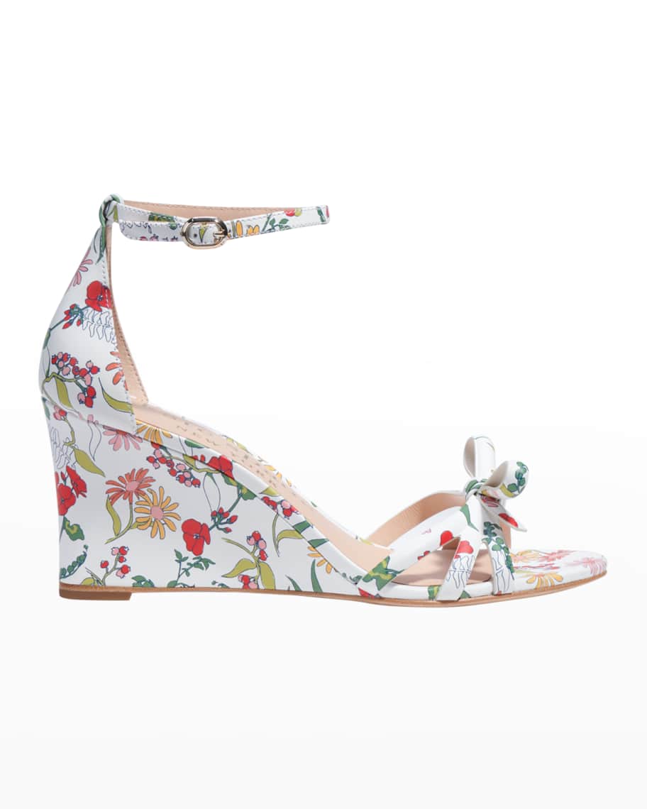 kate spade new york flamenco floral bow wedge sandals | Neiman Marcus