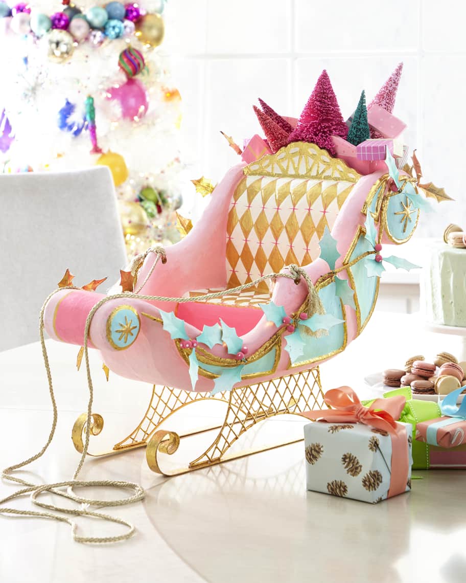 Glitterville Parisian Christmas Sleigh Tabletop Accent Neiman Marcus