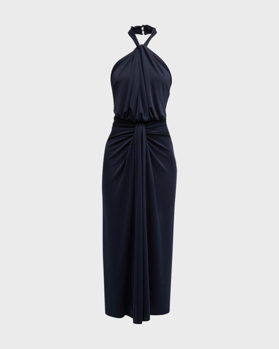 cinq à sept kaily twist halter midi dress Twisted Jersey Maxi Avant-garde