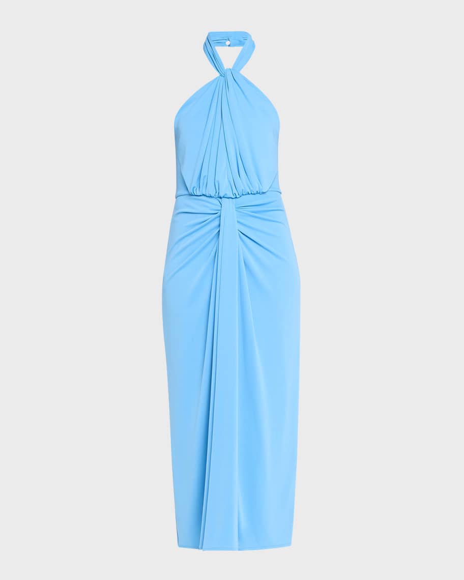 Cinq a Sept Kaily Twisted Jersey Halter Maxi Dress | Neiman Marcus