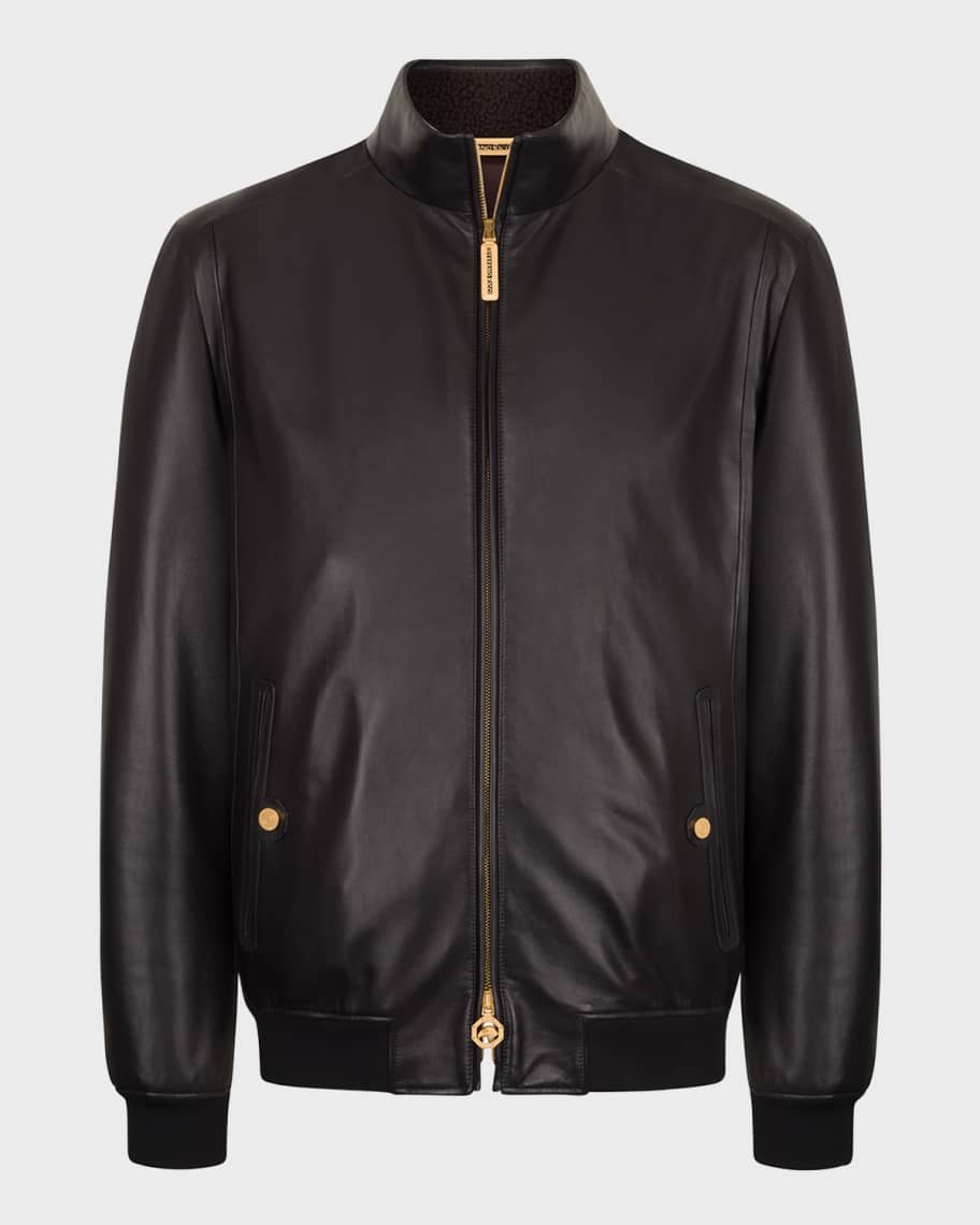 Emporio Armani Embossed-monogram Zipped Bomber Jacket in Black for Men