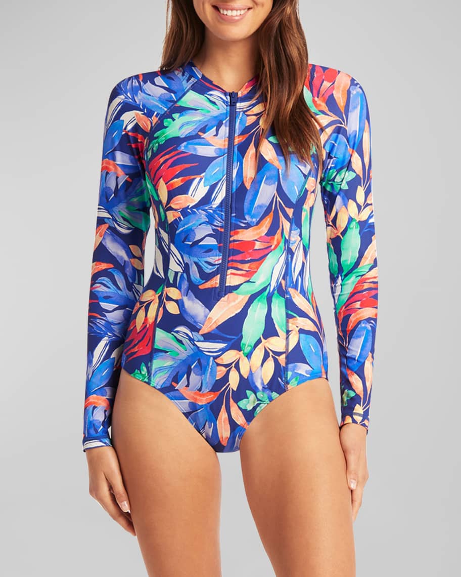 Sea Level Swim LongSleeve Rashguard OnePiece Swimsuit Neiman Marcus