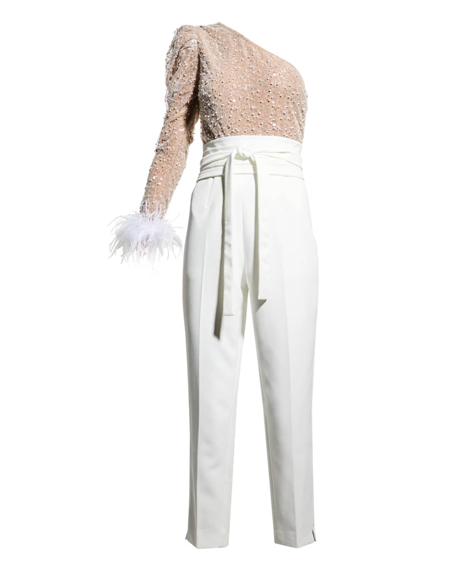Lavish alice one shoulder jumpsuit top
