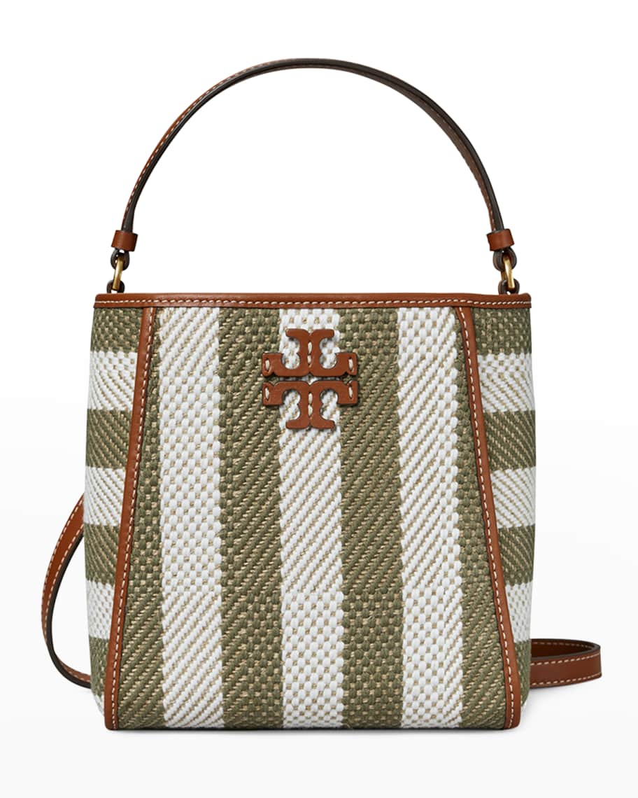 Tory Burch McGraw Small Striped Canvas Bucket Bag Neiman Marcus