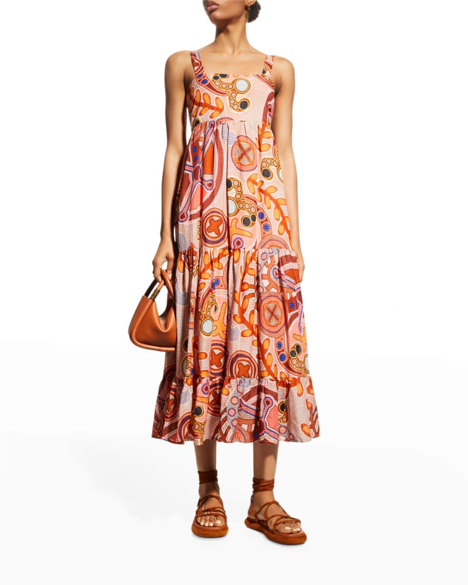 Marie Oliver Petra Tiered Abstract-Print Dress | Neiman Marcus